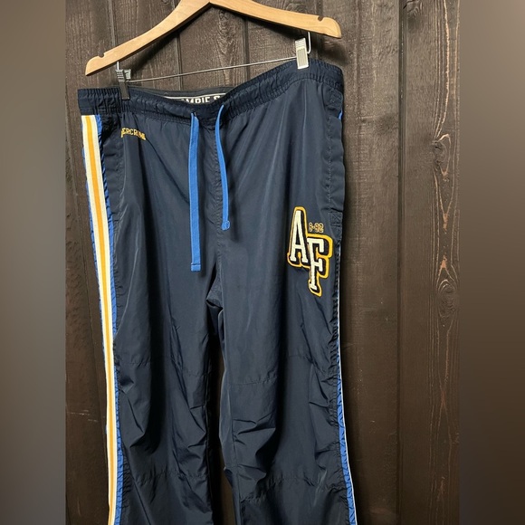 Abercrombie & Fitch Windbreaker Track Pants Mens XL Navy Lined Zip Ankle Y2K EUC - Picture 3 of 6